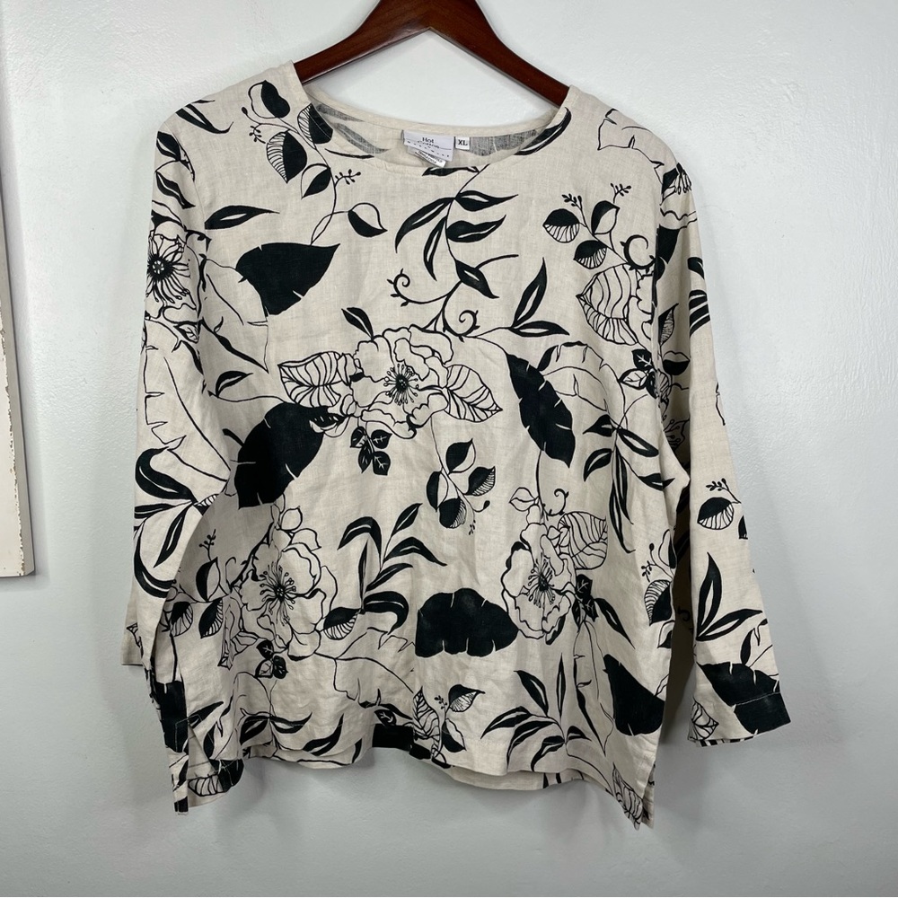 Hot Cotton by Marc Ware Women’s Size L Linen Blend Pullover Top USA Boat Neck